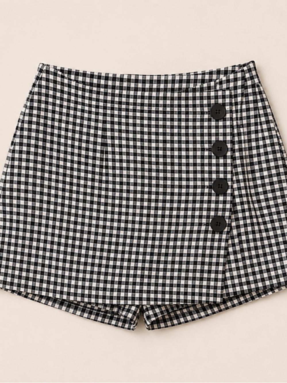 Bershka Black & White Gingham Button Skort